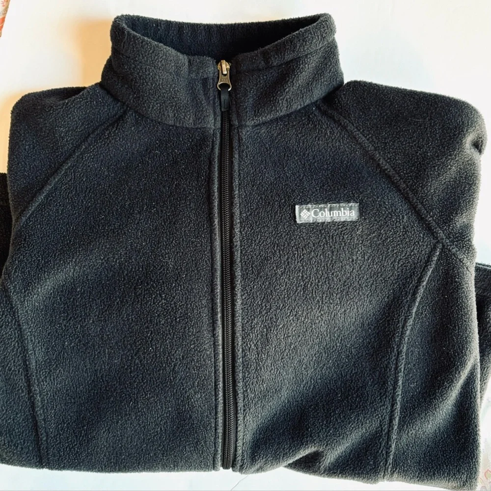 Columbia Youth Jacket‎ Large 14 16 Black Fleece Full Zip Pockets Mock Neck Warm
